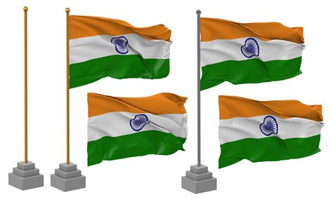 India Flag Waving Different Style With Stand Pole Isolated 3d Rendering 32064801 Png