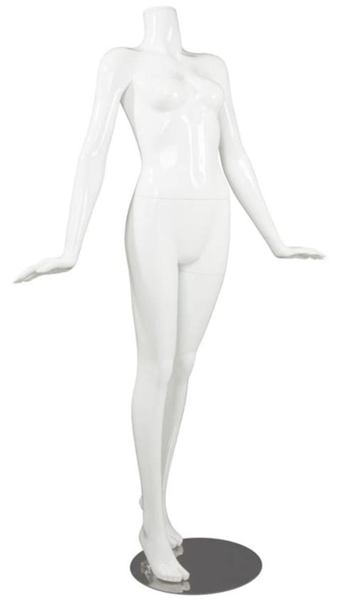 Female Mannequin Glossy White Headless Changeable Heads Hands Flared