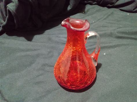 Vintage Crackle Blenko Retro Orange Red Pilgrim Art Glass Etsy