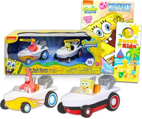 Spongebob Squarepants Hot Rod Boat Race Bundle 2 Pack Spongebob Patrick Pull Back Hot Rod
