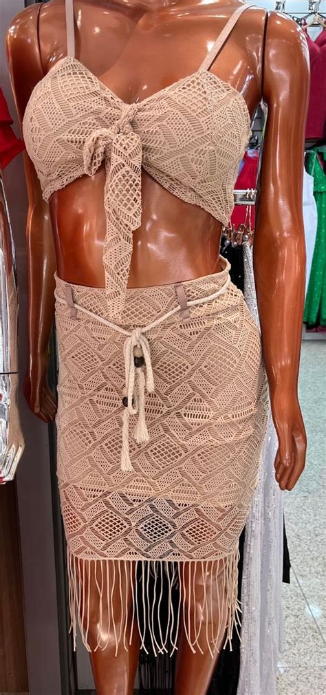 Conjunto Nude Resort Vestido Feminino Usado Enjoei