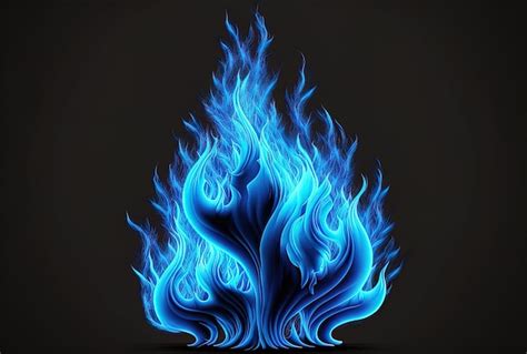 Fondo De Llama Imagen De Fuego Azul Realista En Negro Foto Premium