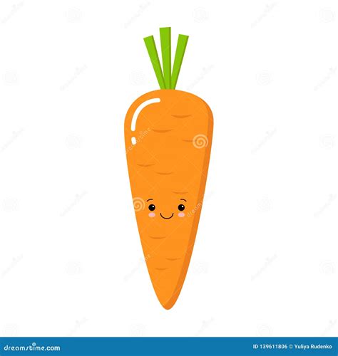 Vector Cartoon Cute Carrot Icon Isolated On White Background Stock Vector Illustration Of Cute