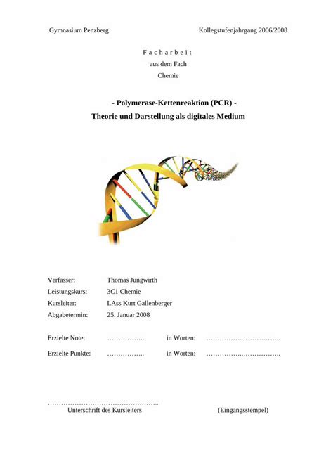 PDF Polymerase Kettenreaktion PCR Theorie Und S321201440