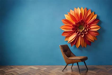 Premium Photo A Chair With A Flower On The Back Of It