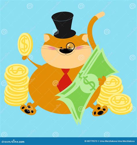 rich thick red cat finance cat banker cartoon vector stock vector