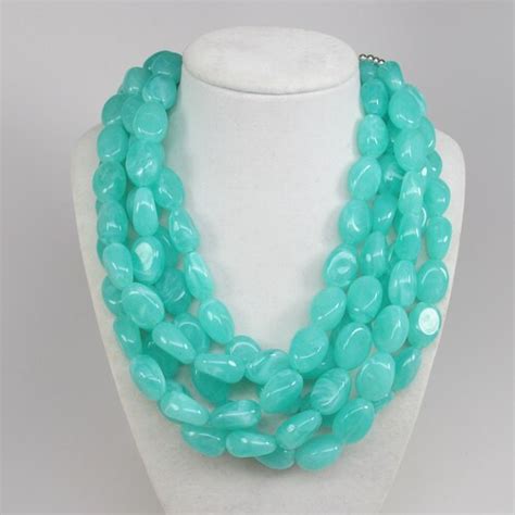 Chunky Turquoise Statement Necklace Multi Strand Statement Etsy