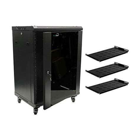 Navepoint 15u Wall Mount Network Server Cabinet Rack Glass Door Lock Wcasters And Shelves