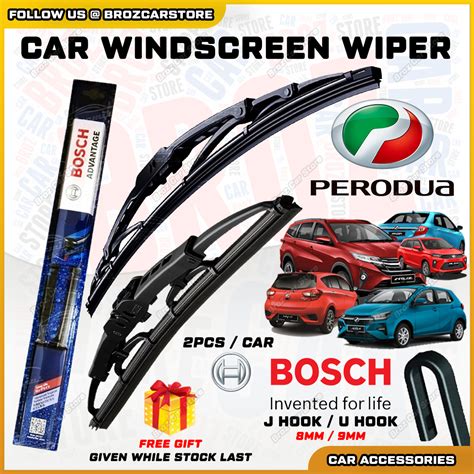 FOR PERODUA CAR BOSCH ADVANTAGE WIPER BLADE COMPATIBLE ALL U HOOK