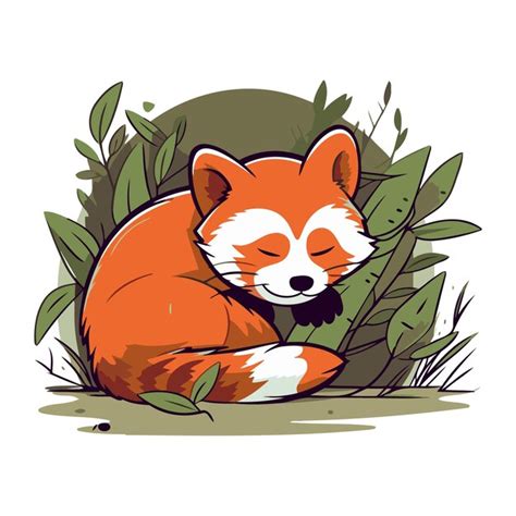 Lindo panda vermelho dormindo na grama ilustração vetorial Vetor Premium