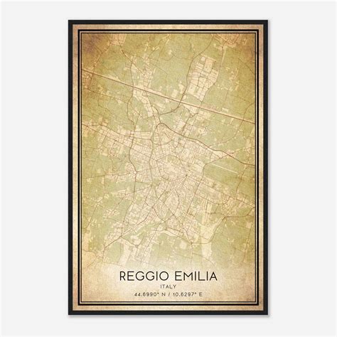 Vintage Reggio Emilia Italy Map Poster, Reggio Emilia City Road Wall