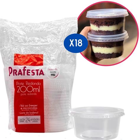 Pote Redondo Marmita Microondas E Freezer Prafesta Ml Tampa Cx