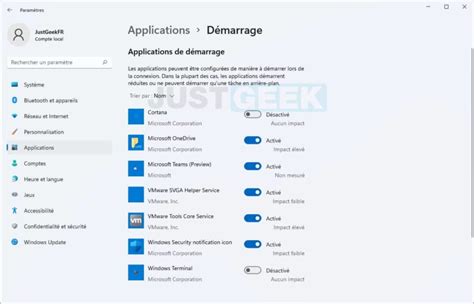 Windows 11 désactiver les applications au démarrage