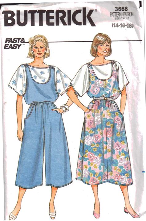 Butterick Jumper Jumpsuit Tops Size Uncut Sewing Pattern