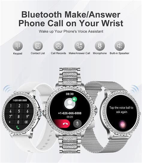 Smart Watch For Women With Voice Assistant Make Answer Call Elegant Diamond Fitness Activity