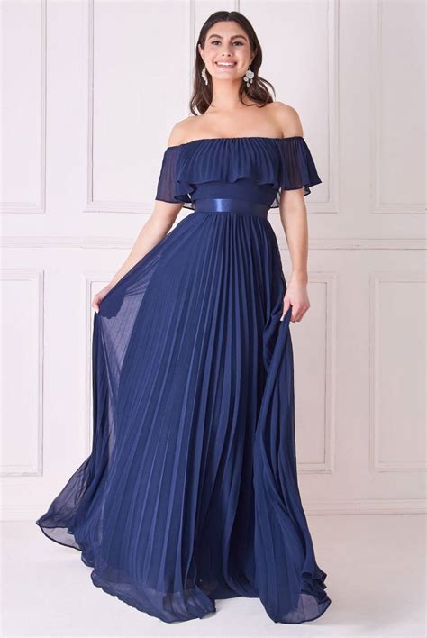 Goddiva Pleated Chiffon Off Shoulder Maxi Dress Price