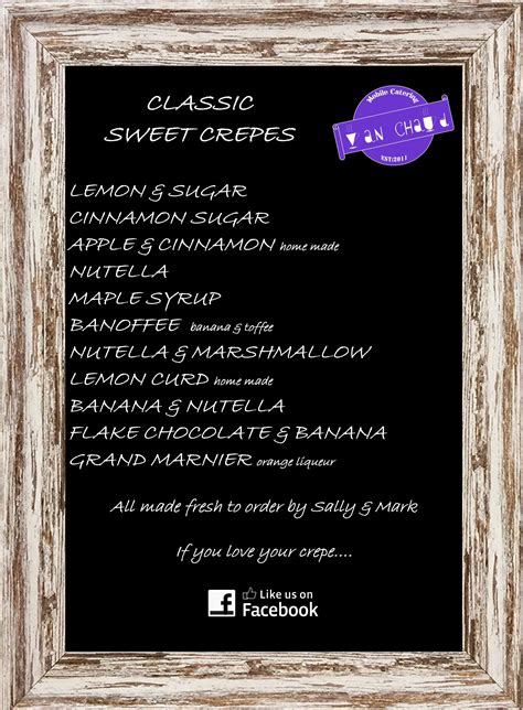 Van Chaud Sweet Crepe Chalk Board Menu