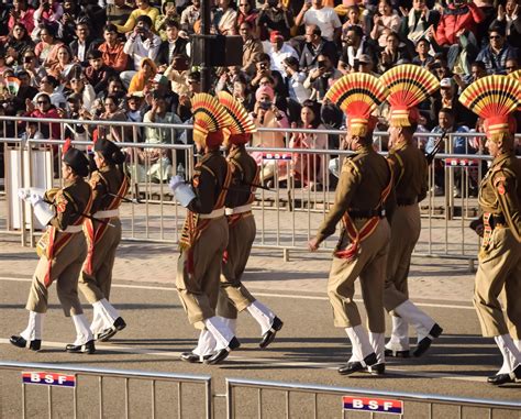 Wagah Border Amritsar Punjab India 02 February 2024 Flag Ceremony