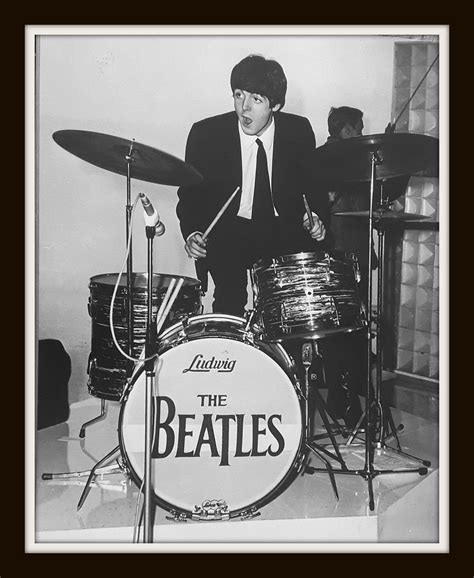 Rare Paul Mccartney Playing Drums Beatles Circa 1960s 11x14 Double