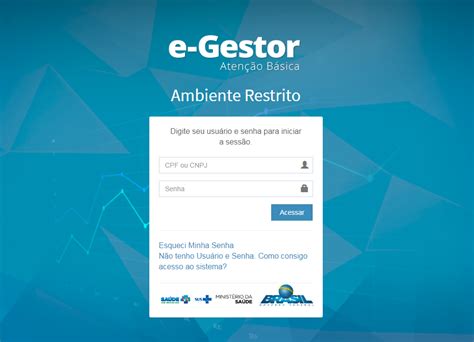 Acesso ao e gestor AB será feito o login do gov br Vivver Sistemas