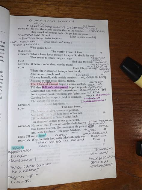 Shakespeare Macbeth Act Scene Annotations Analysis Script