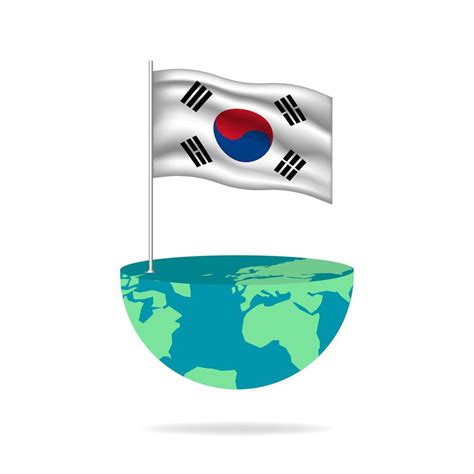 South Korea Flag Pole On Globe Flag Waving Around The World Easy