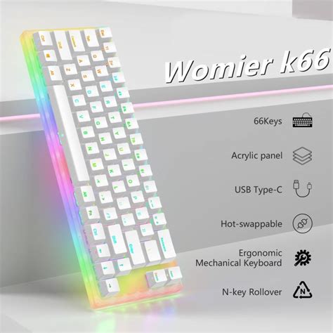Womier K66 K87 Keys Hot Swap Mechanical Gaming Keyboard Tyce C Wired