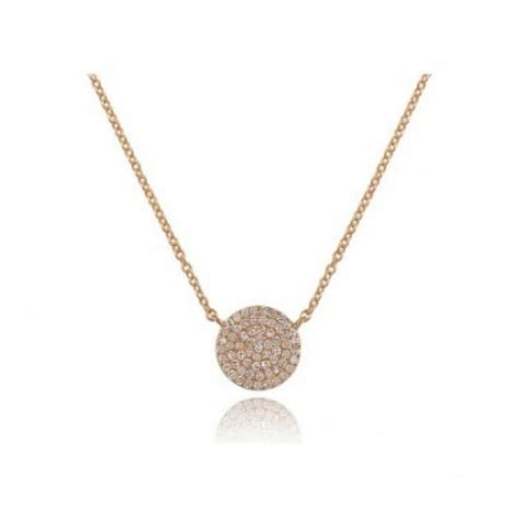 14k Yellow Gold Diamond Pave Disc Necklace Necklaces