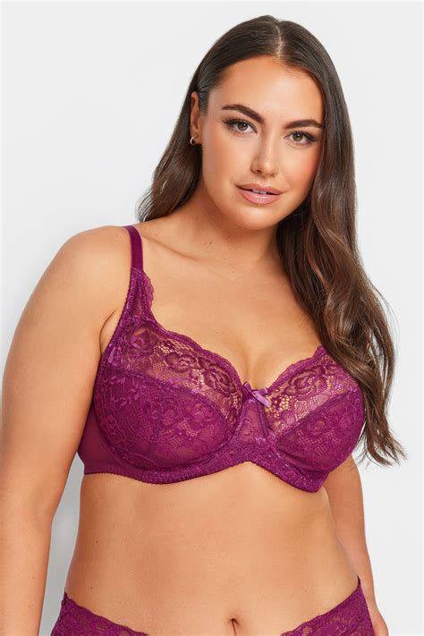 Yours Hot Pink Plus Size Stretch Lace Non Padded Underwired Balcony Bra