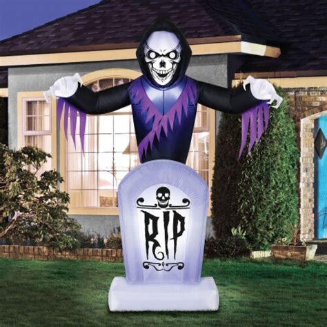 Occasions Ft Led Inflatable Halloween Grave And Grim Reaper Yard