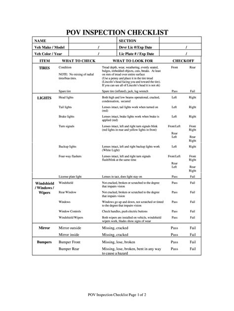 Army Pov Inspection Checklist Top Defense Systems