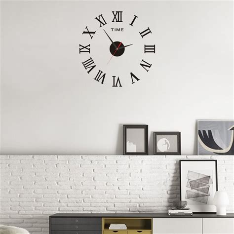 Reloj de pared de espejo acrílico con números romanos 3D decoración