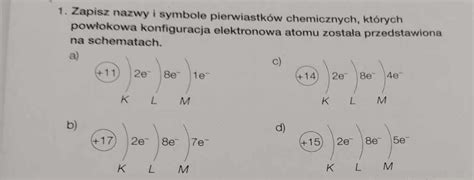 1 Zapisz nazwy i symbole pierwiastków chemicznych których powłokowa