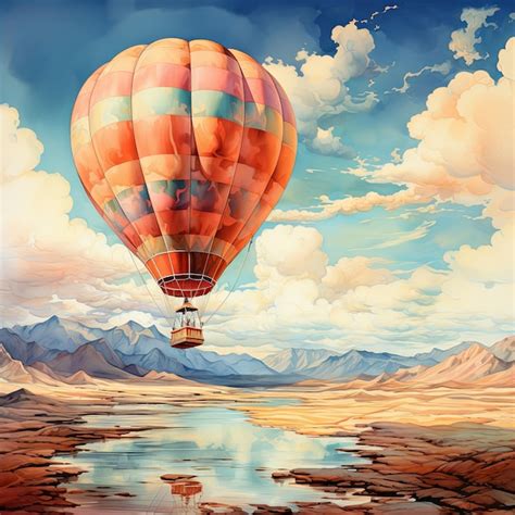 Premium Photo An Aerial From Above Of A Vast Sea With A Hot Air Balloon Floating Above