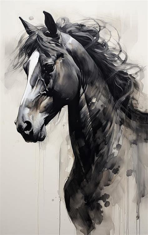 Black and White Horse Art - Midnight Majesty Painting by Danielle ...