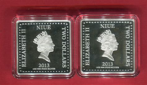 Niue Islands Niue Inseln 2 x 2 Dollar Silbermünzen 2013 Monopoly 2 x