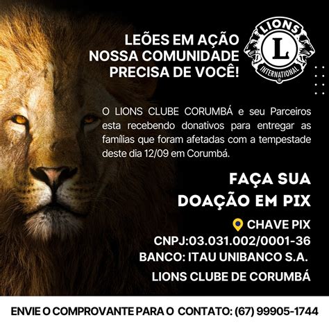 Lions Clube Corumbá se mobiliza para ajudar as vítimas do temporal do