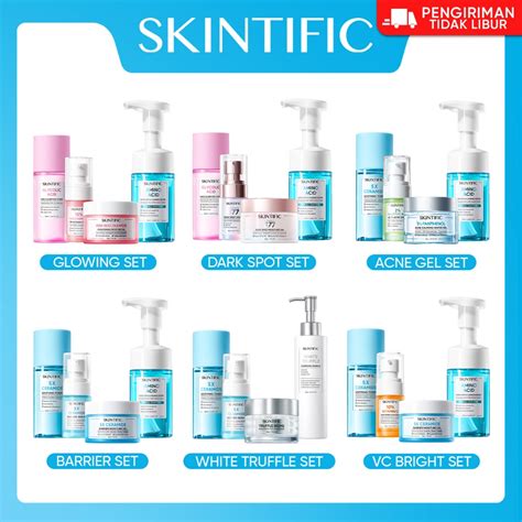 Jual Skintific 4pcs Paket Skincare Set Serum Wajah Moisturizer Gel Toner Sunscreen Cleansing