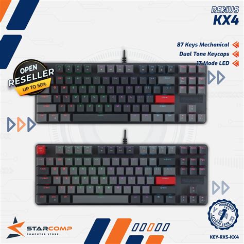 Jual Rexus Kx Heroic Mechanical Gaming Keyboard Tkl Keys Wired