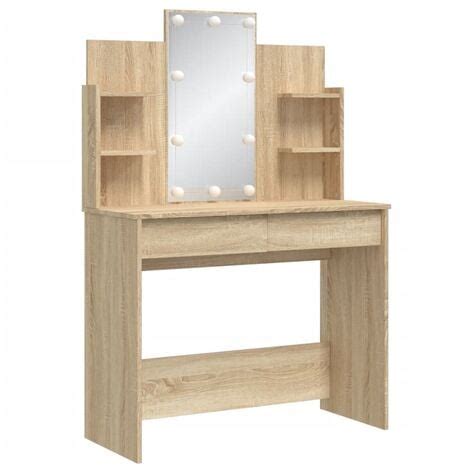 Furniture Limited Coiffeuse avec lumières LED chêne sonoma