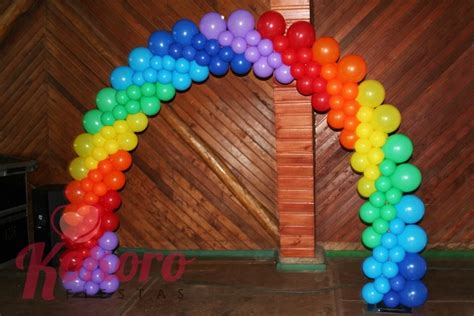 Arco Globos Arcoiris Rainbow Balloon Arch Kokoro Fiestas Arcoiris Con Globos Paredes De