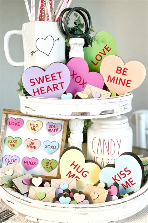 Conversation Hearts Wood Hearts Heart Decor Valentines Day Signs