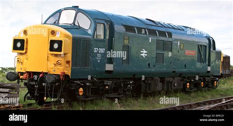 Class 37 Diesel Locomotive Restored At Caledonian Railways Sitting At Bridge Of Dun Station