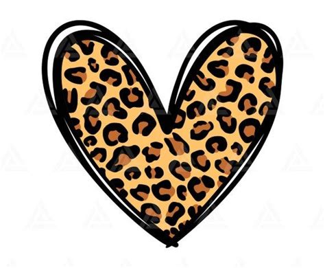 Leopard Hand Drawn Heart Svg Leopard Print Svg Valentines Day Svg