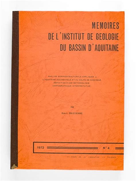 M Moires De L Institut De G Ologie Du Bassin D Aquitaine Prud Homme