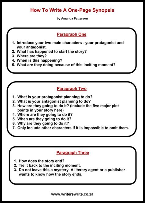 How To Write A One Page Synopsis Writers Write