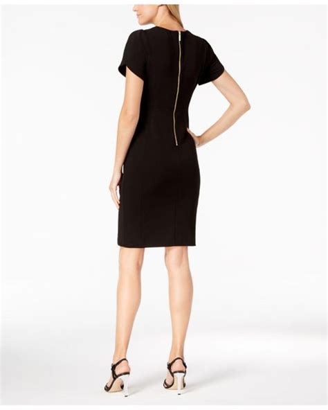 Calvin Klein Synthetic Tulip Sleeve Sheath Dress In Black Lyst