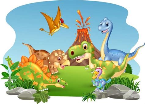 Dibujos Animados De Dinosaurios Felices Premium Vector Freepik