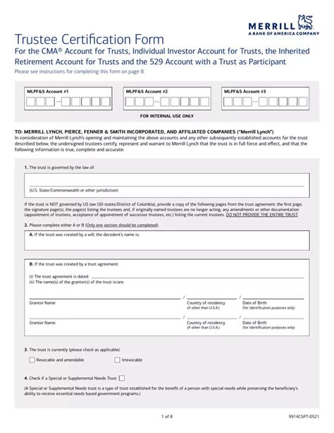 Merrill Lynch Trustee Certification Pdf Form Formspal