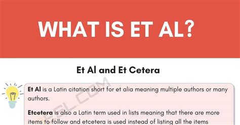 Et Al Definition and The Difference Between Et Al and Et Cetera • 7ESL